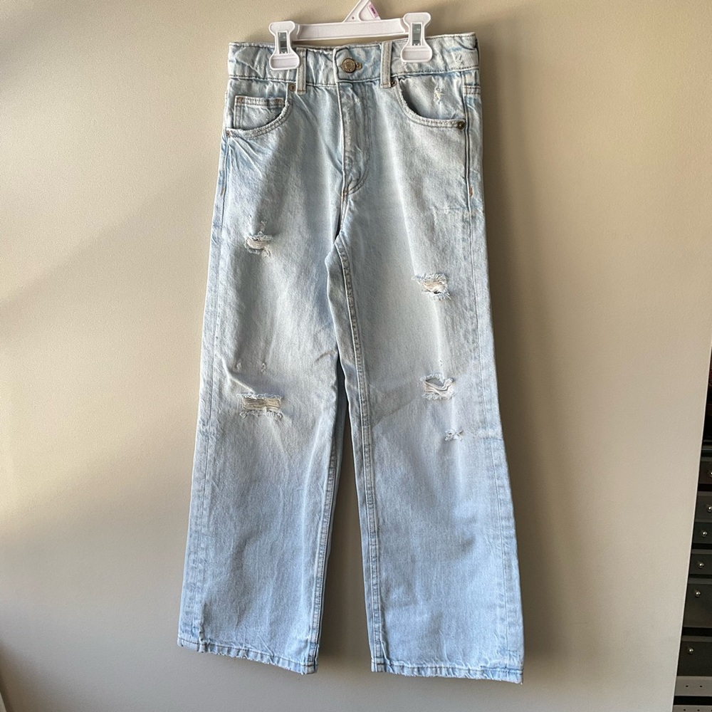 Zara Ripped Wide Leg Jeans